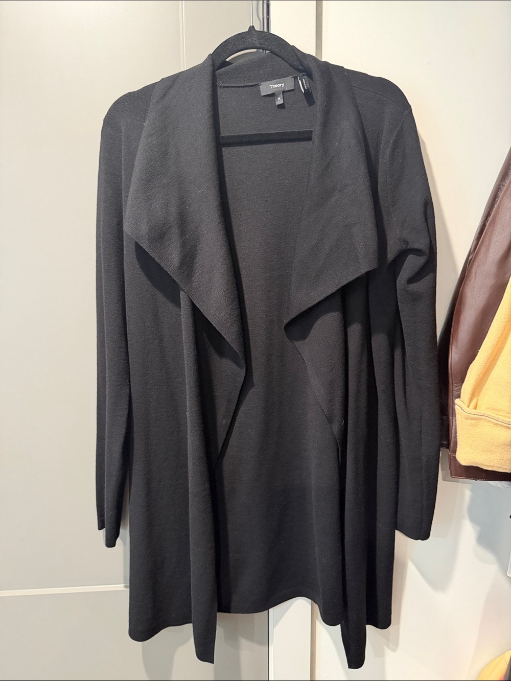 Theory Black Open-Front Drape Cardigan